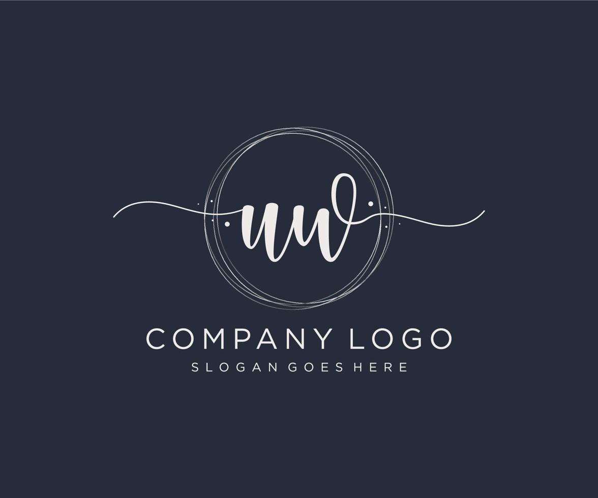 Initial UW feminine logo. Usable for Nature, Salon, Spa, Cosmetic and Beauty Logos. Flat Vector Logo Design Template Element.