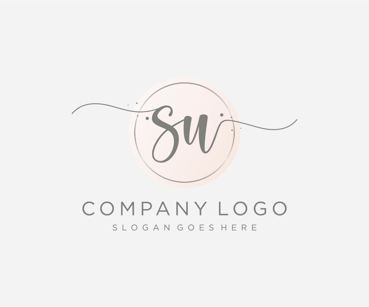 Initial SU feminine logo. Usable for Nature, Salon, Spa, Cosmetic and Beauty Logos. Flat Vector Logo Design Template Element.