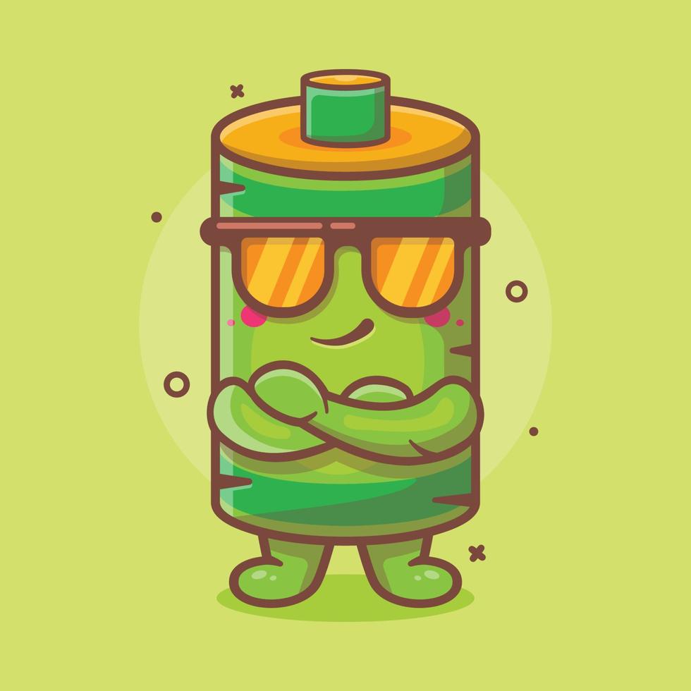 cute battery character mascot with cool expression isolated cartoon in flat style design vector