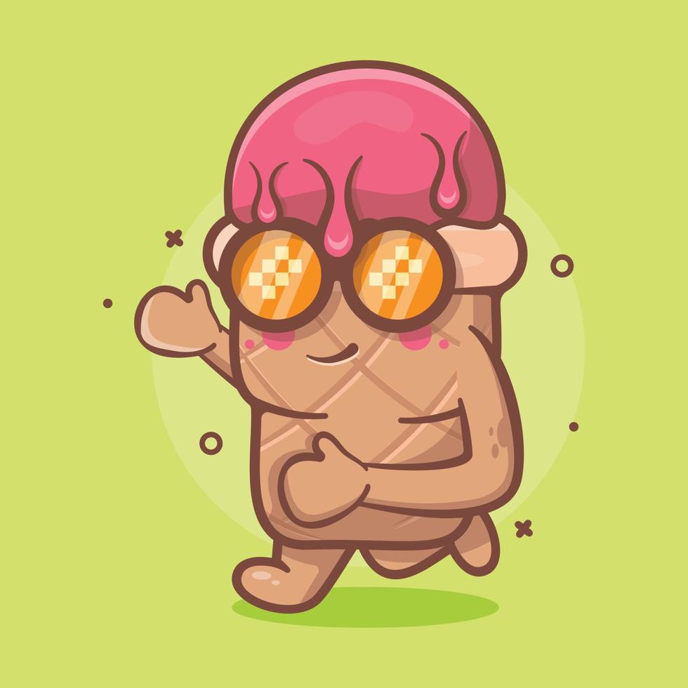 funny ice cream use cone character mascot running isolated cartoon in flat style design vector