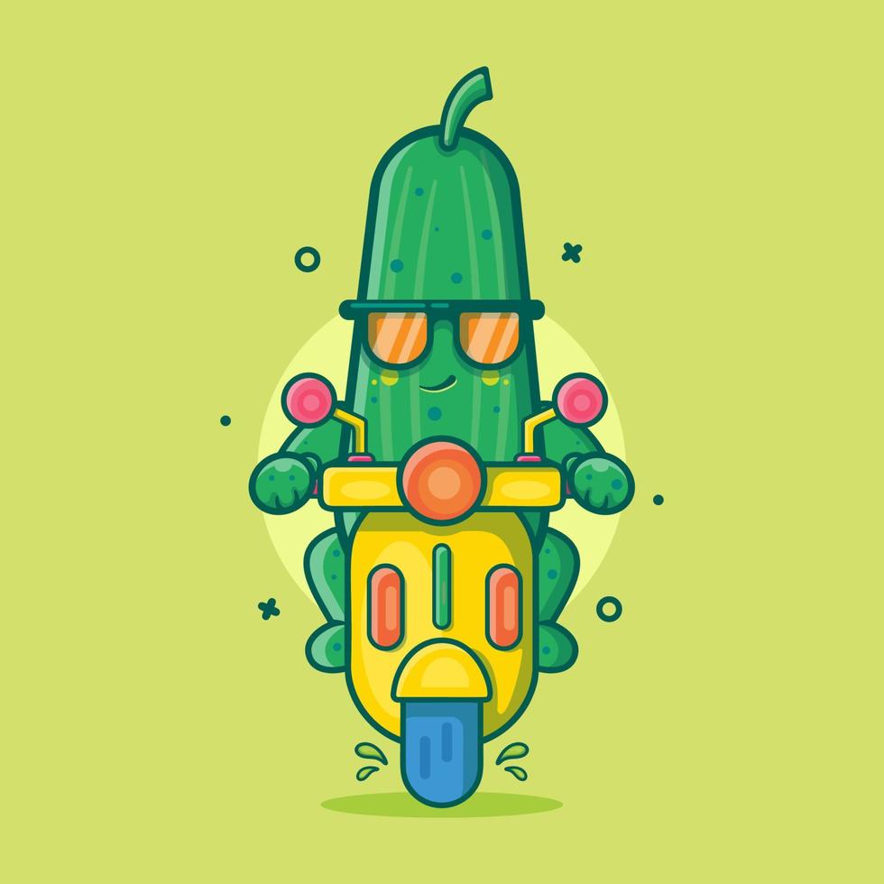 cute cucumber character mascot riding scooter isolated cartoon in flat style design vector