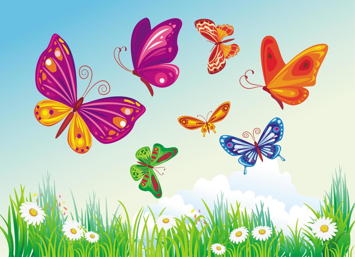 Butterfly's on a background of blue sky vector