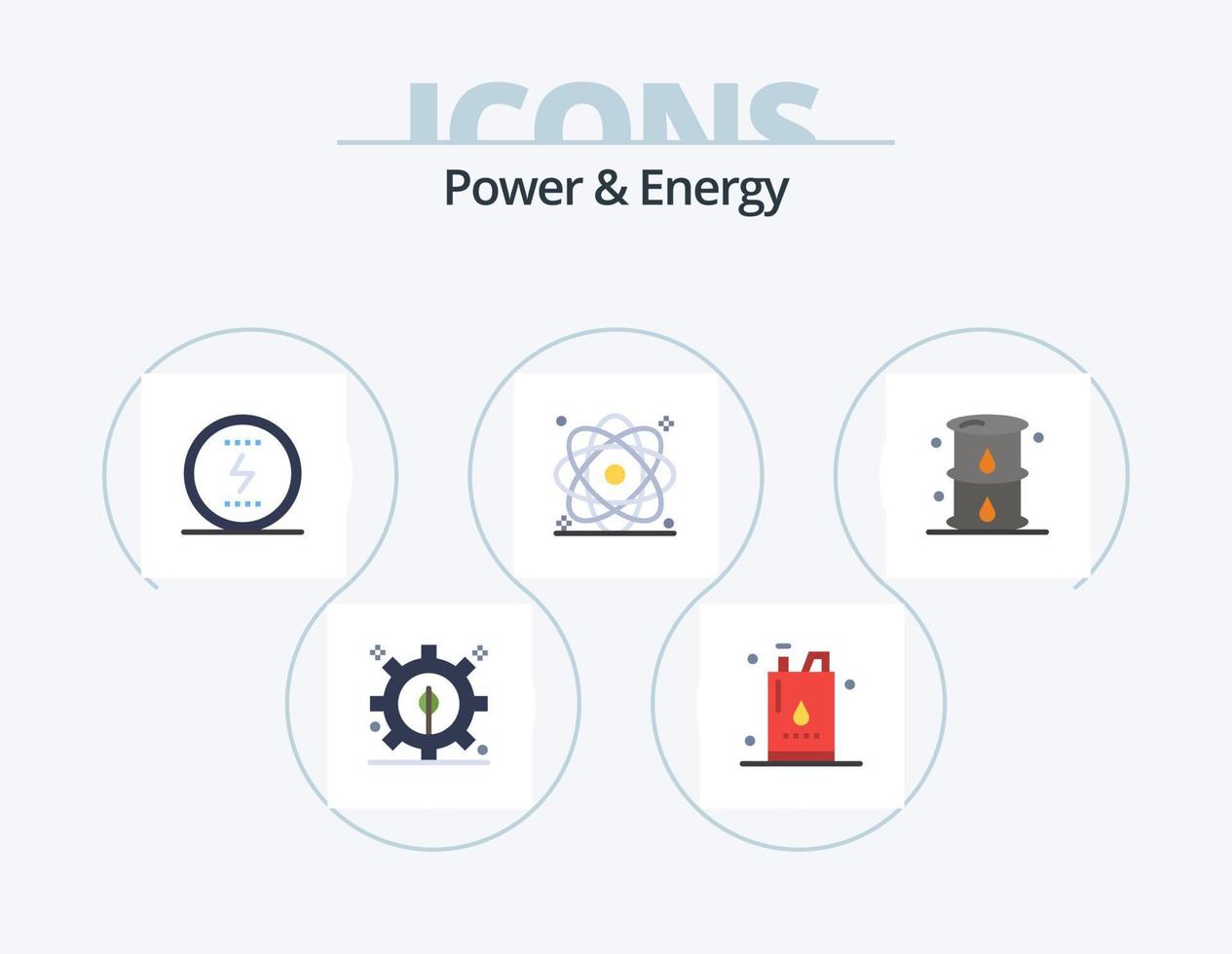 paquete de iconos planos de energía y energía 5 diseño de iconos. poder. molécula. energía. energía. social vector
