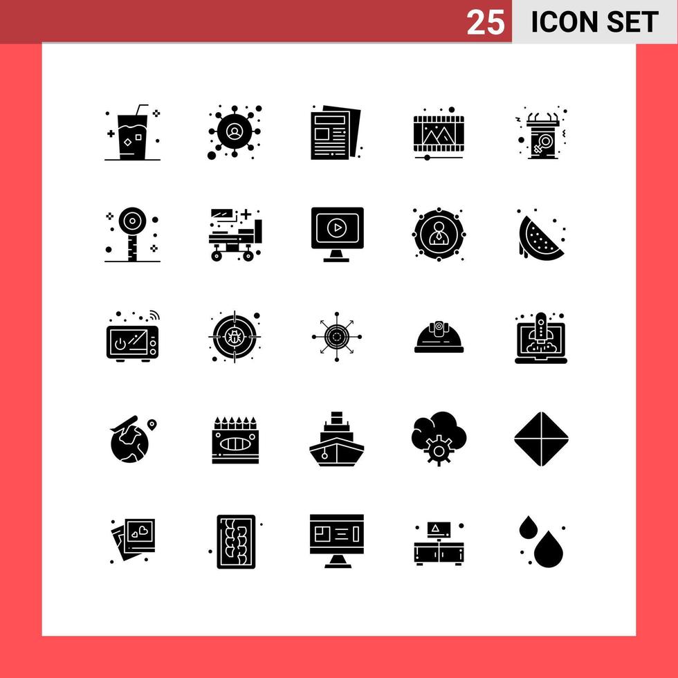 25 Creative Icons Modern Signs and Symbols of communication reel news video play Editable Vector Design Elements