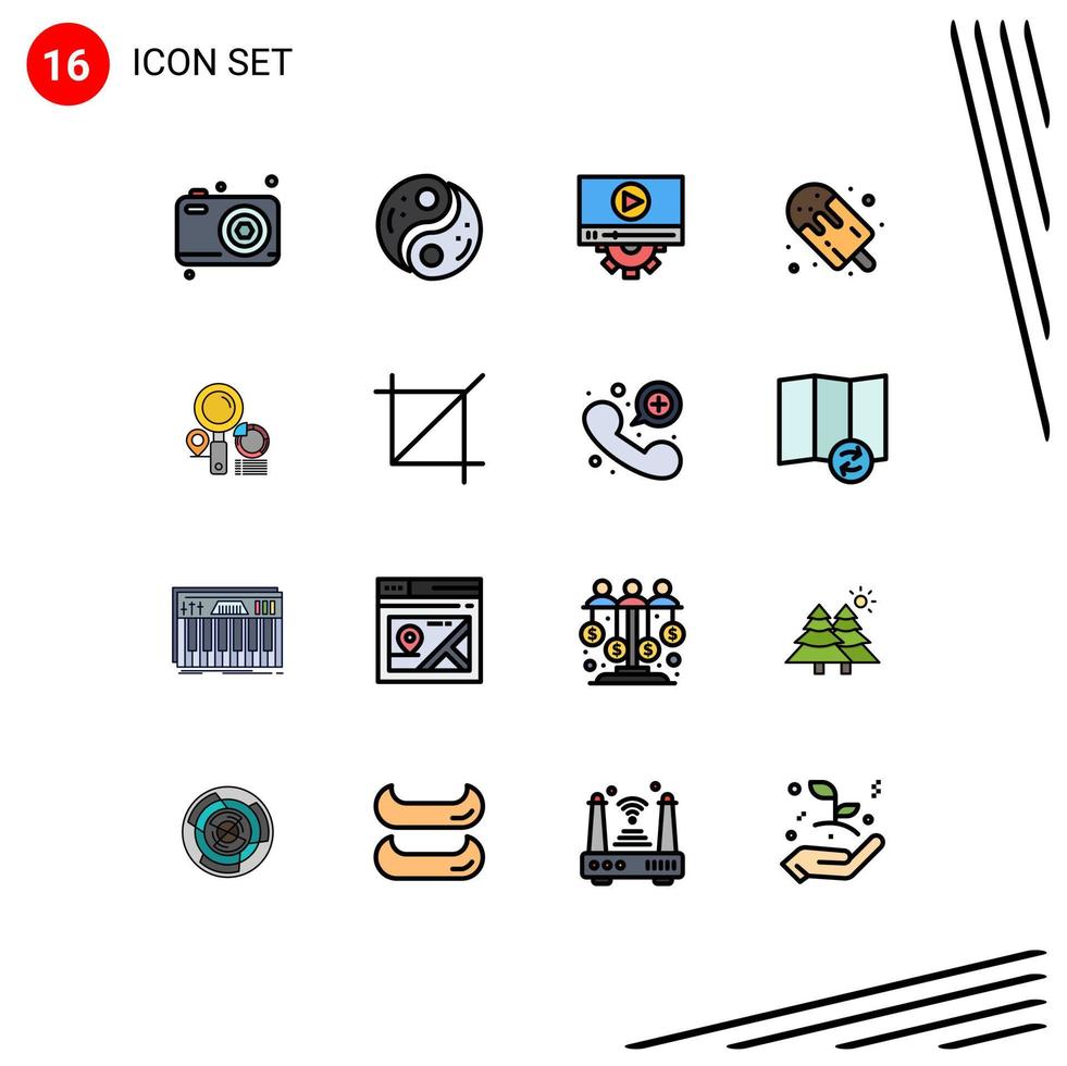 Set of 16 Modern UI Icons Symbols Signs for sweets food yin dessert design Editable Creative Vector Design Elements