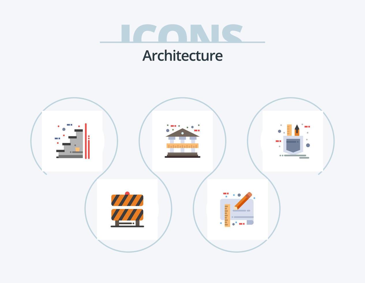 Architecture Flat Icon Pack 5 Icon Design. patch. bank. ruler. architecture. stairs vector