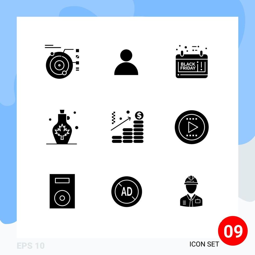Stock Vector Icon Pack of 9 Line Signs and Symbols for analysis water pot black water beverage Editable Vector Design Elements