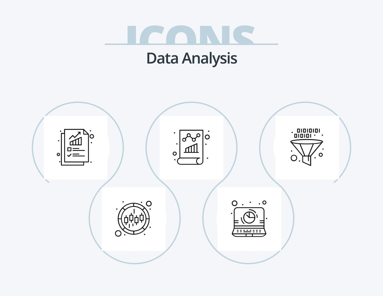 Data Analysis Line Icon Pack 5 Icon Design. business. online data. avatar. graph. web analysis vector