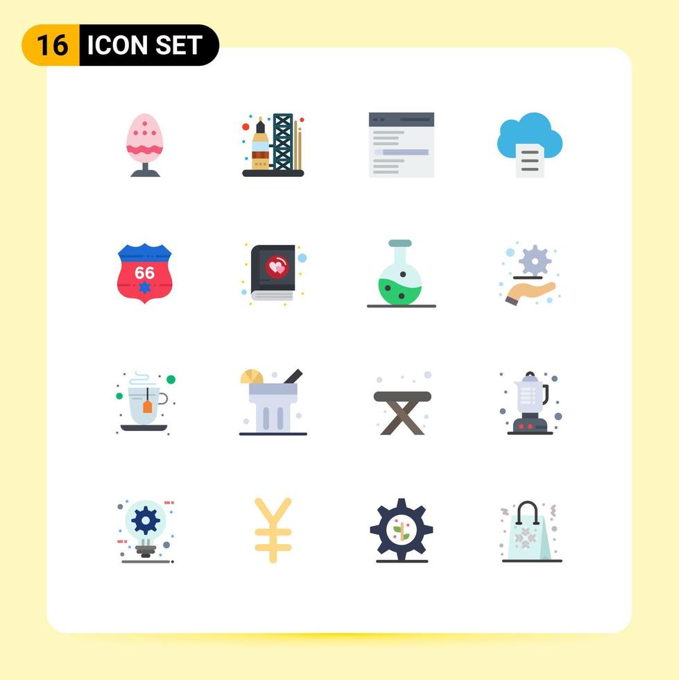 16 Thematic Vector Flat Colors and Editable Symbols of american data space cloud search Editable Pack of Creative Vector Design Elements