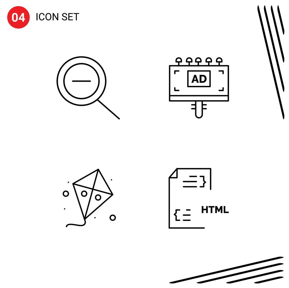 Pack of 4 Modern Filledline Flat Colors Signs and Symbols for Web Print Media such as out spring advertising fly develop Editable Vector Design Elements