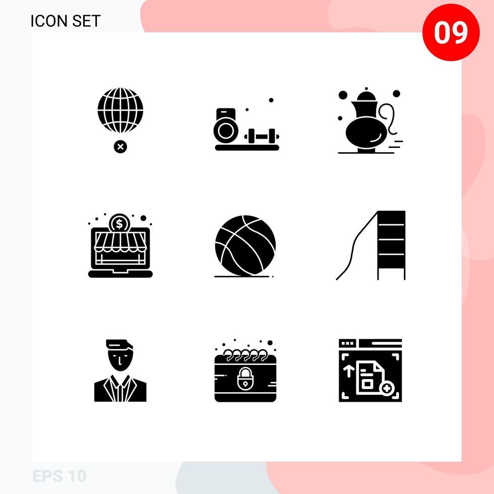 9 Creative Icons Modern Signs and Symbols of football investment gym online shop gree tea Editable Vector Design Elements