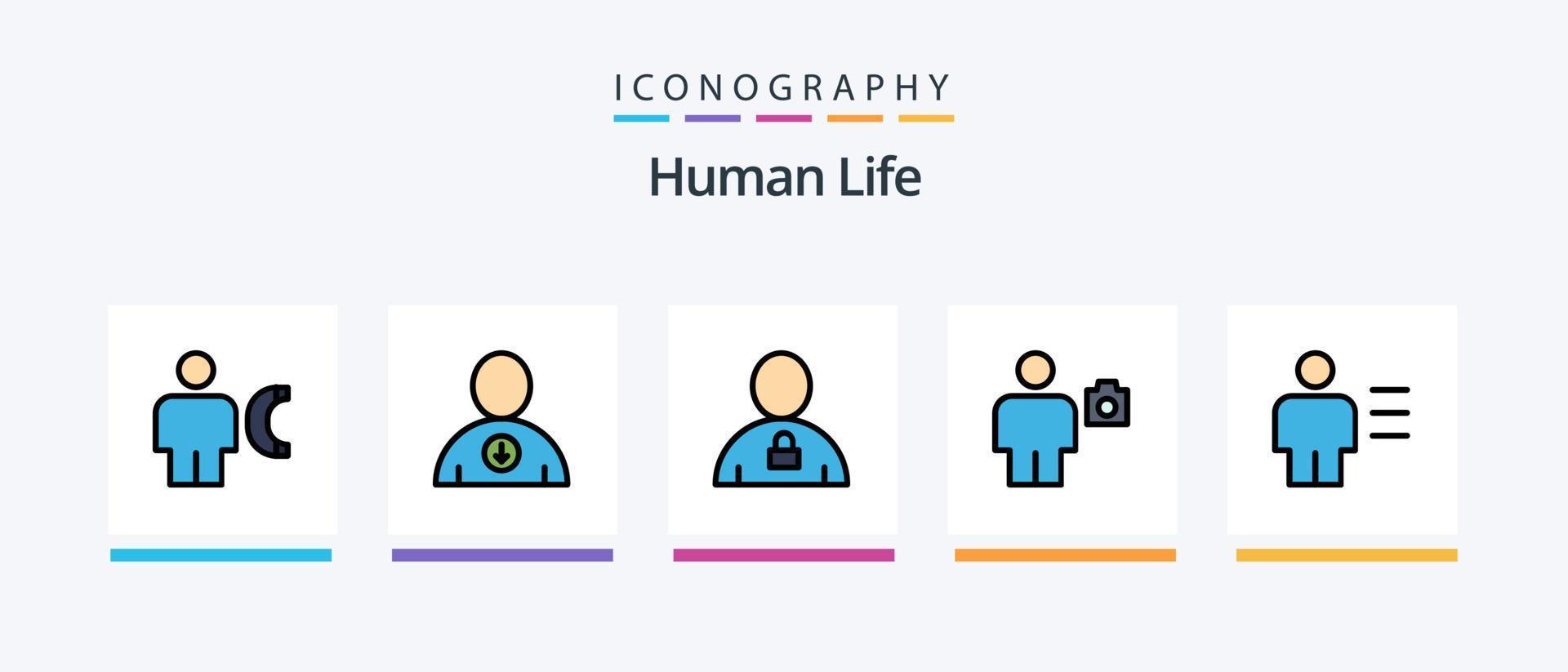 Human Line Filled 5 Icon Pack Including letter. envelope. avatar. body. unlocked. Creative Icons Design vector