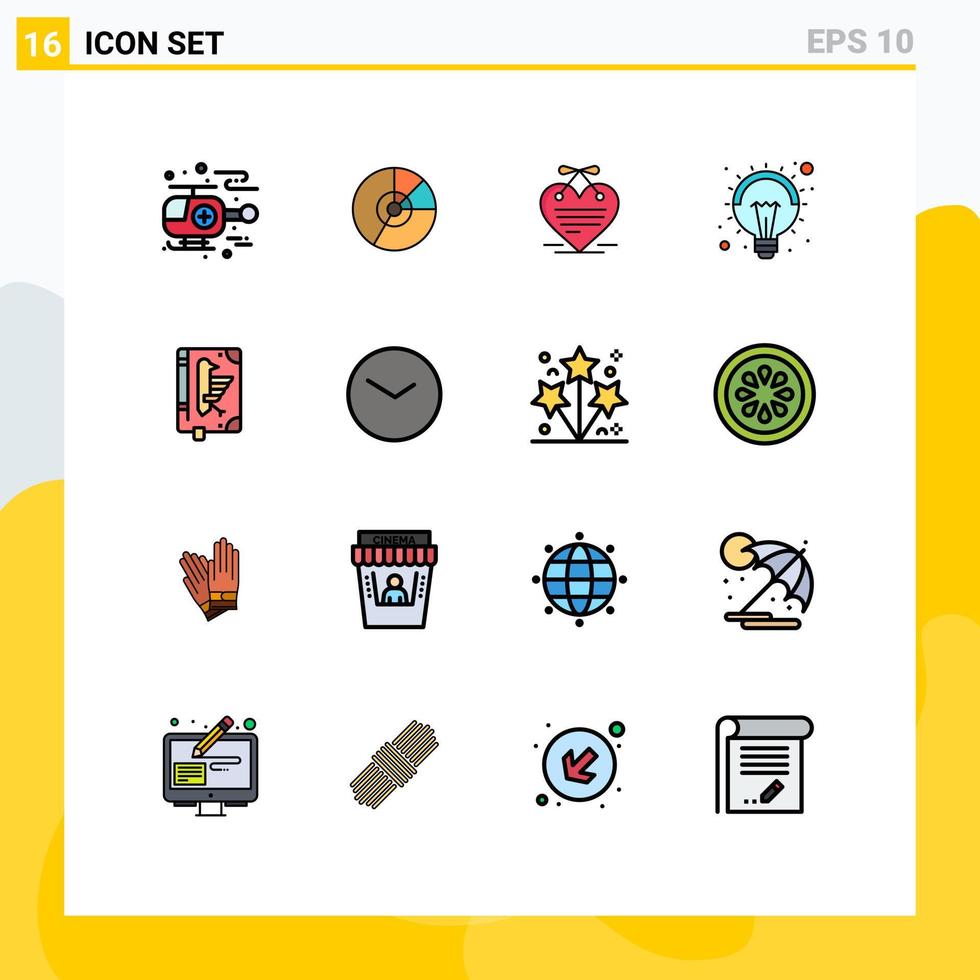 Set of 16 Modern UI Icons Symbols Signs for lamp idea graph bulb calendar Editable Creative Vector Design Elements