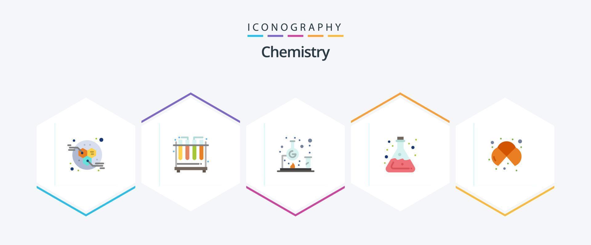 Chemistry 25 Flat icon pack including chemistry. atoms. science. lab. tube vector