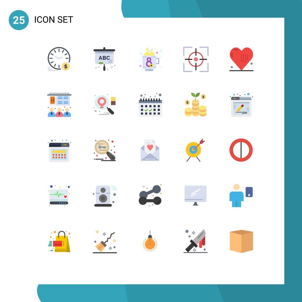 Set of 25 Modern UI Icons Symbols Signs for event target coffee focus aim Editable Vector Design Elements