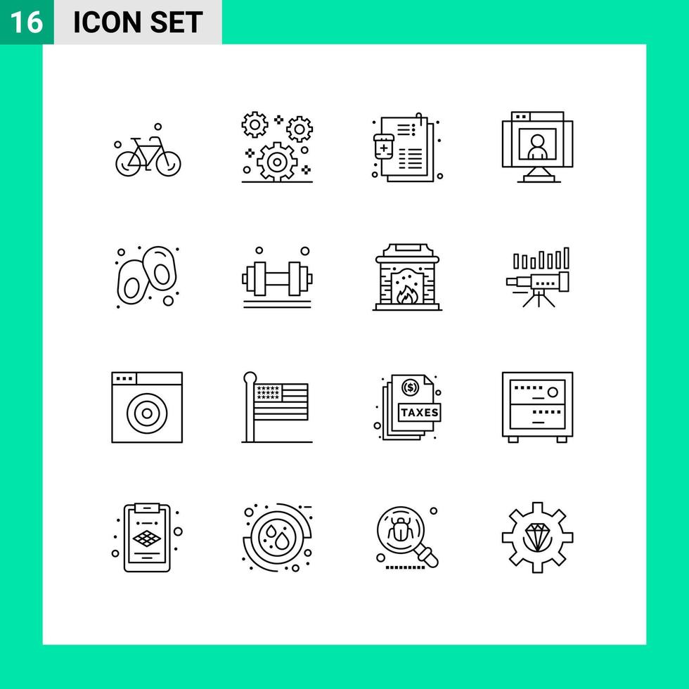 16 Thematic Vector Outlines and Editable Symbols of baby video illness technology call Editable Vector Design Elements