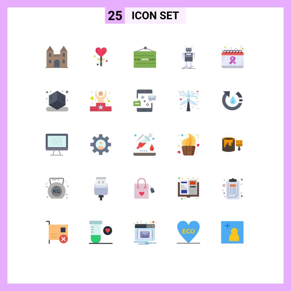 Flat Color Pack of 25 Universal Symbols of technology artificial and android shop Editable Vector Design Elements