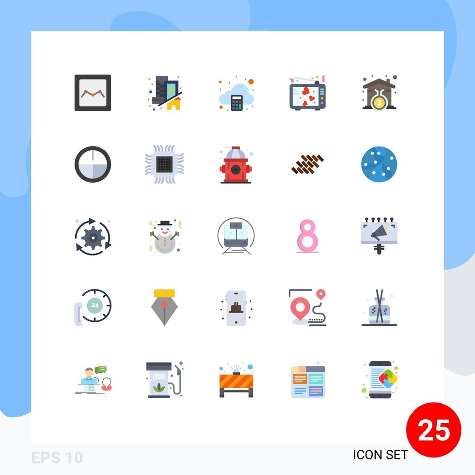 25 Creative Icons Modern Signs and Symbols of mortgage valentine arithmetic tv lovers Editable Vector Design Elements