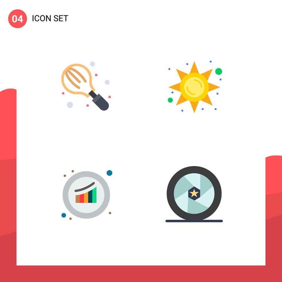 conjunto de 4 iconos planos vectoriales en cuadrícula para hornear gráfico cocina luz marketing elementos de diseño vectorial editables vector