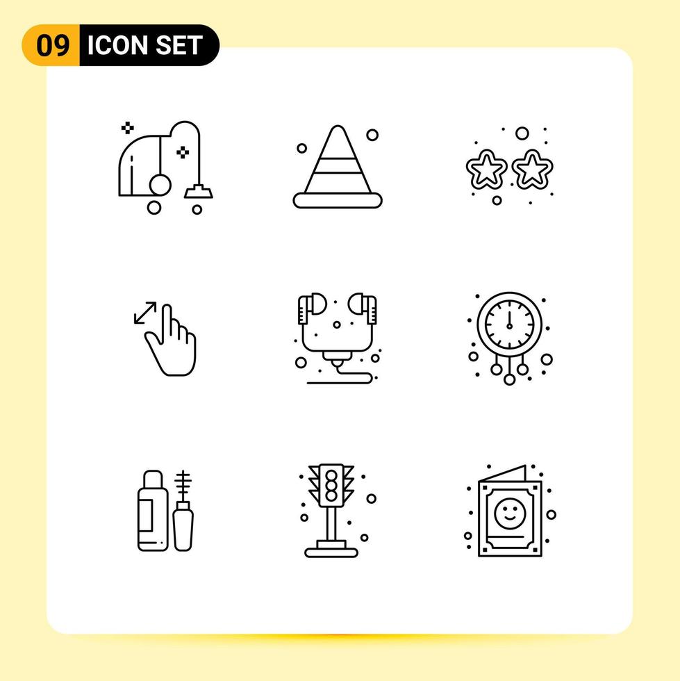 Outline Pack of 9 Universal Symbols of computer magnification carnival interface expand Editable Vector Design Elements