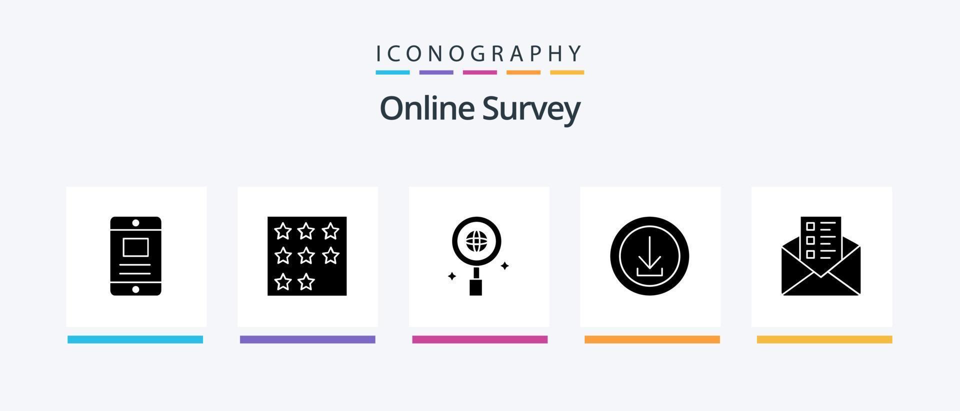 paquete de iconos de glifo 5 de encuesta en línea que incluye negocios. oficina . mundo. negocio. diseño de iconos creativos vector