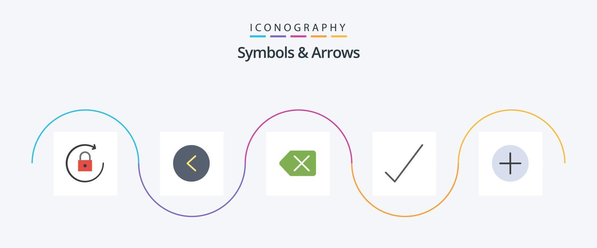 Symbols and Arrows Flat 5 Icon Pack Including . delete. new. add vector