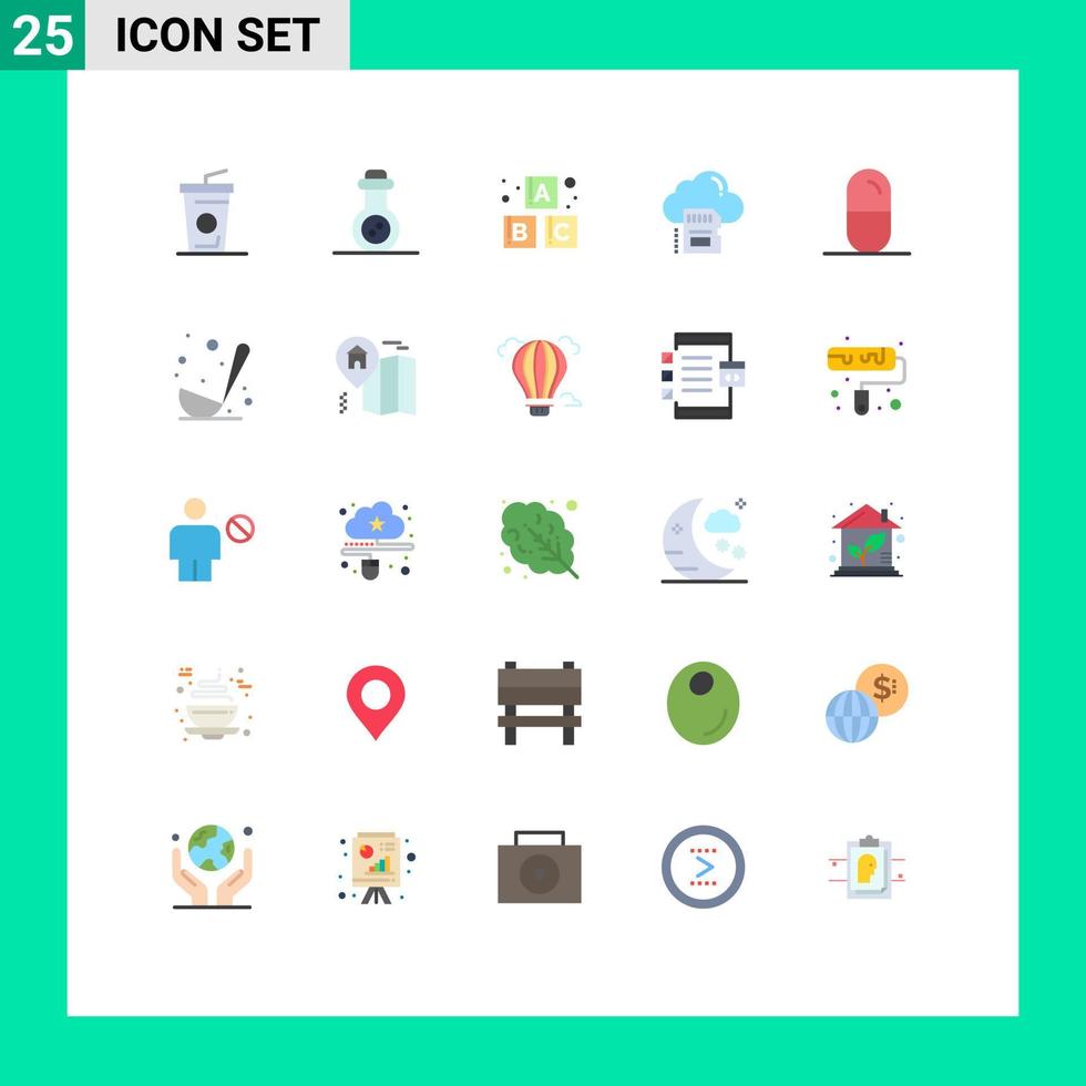 Set of 25 Vector Flat Colors on Grid for tablets health blocks dope cloud Editable Vector Design Elements