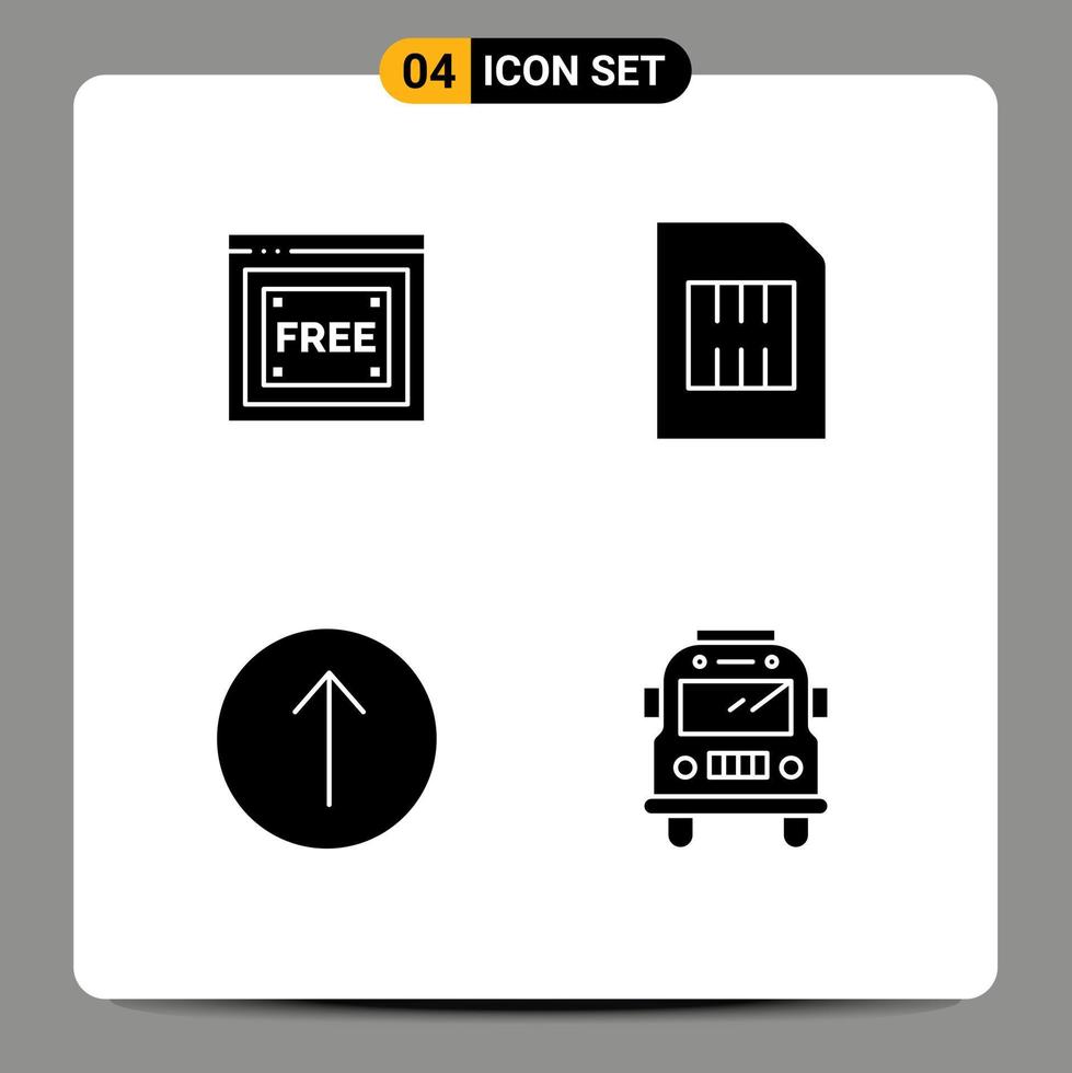 Universal Icon Symbols Group of 4 Modern Solid Glyphs of free access arrow free devices up Editable Vector Design Elements
