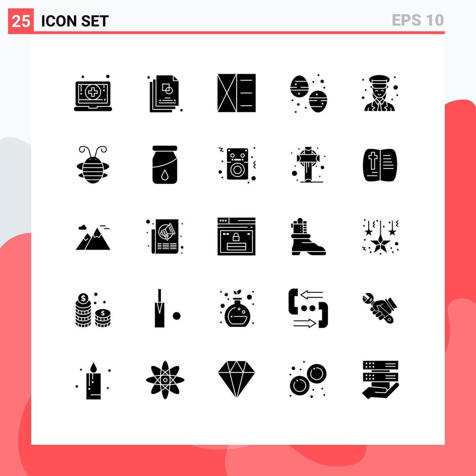 Set of 25 Modern UI Icons Symbols Signs for guard sweets accessories food chocolate egg Editable Vector Design Elements