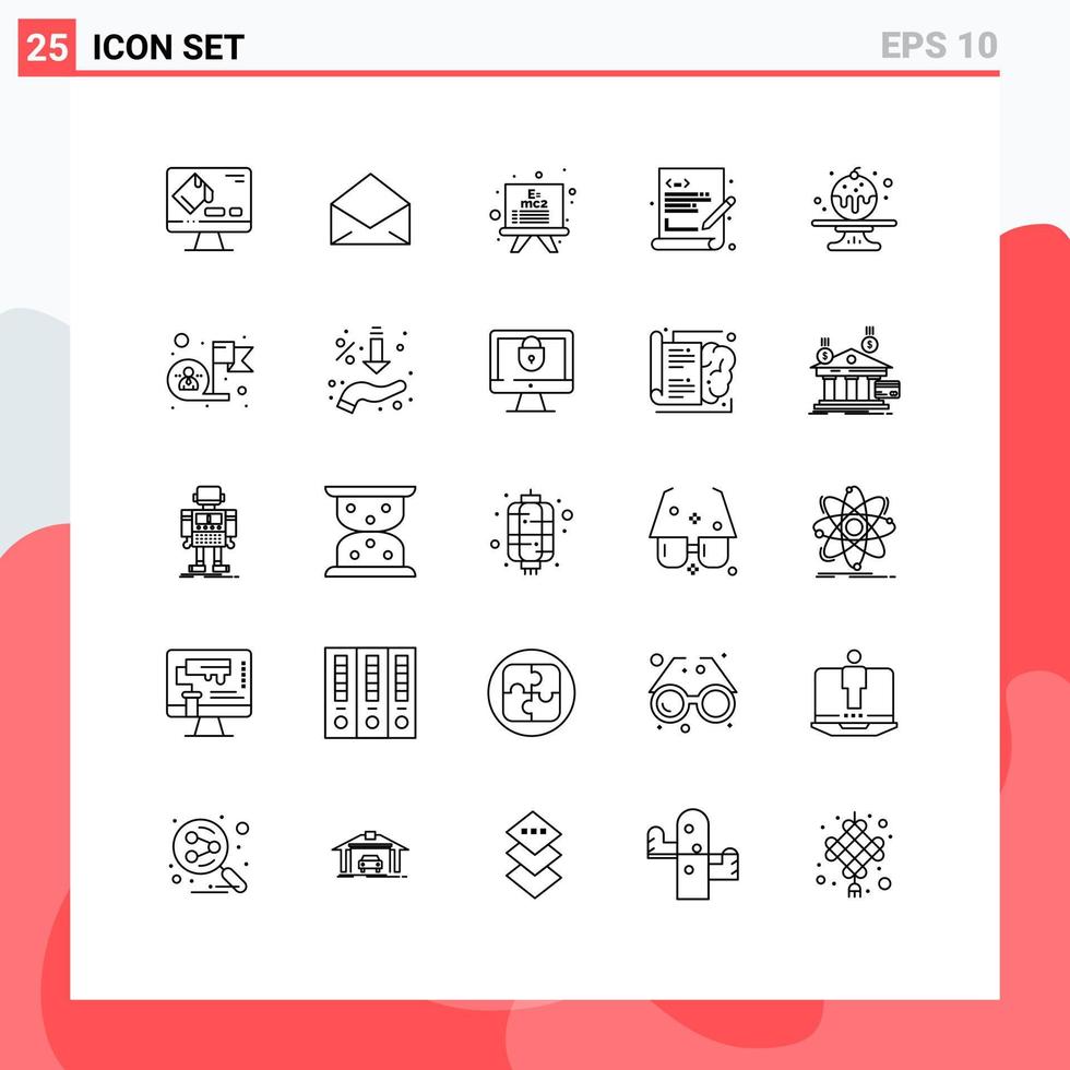 Set of 25 Vector Lines on Grid for cake sweet board web coding language Editable Vector Design Elements