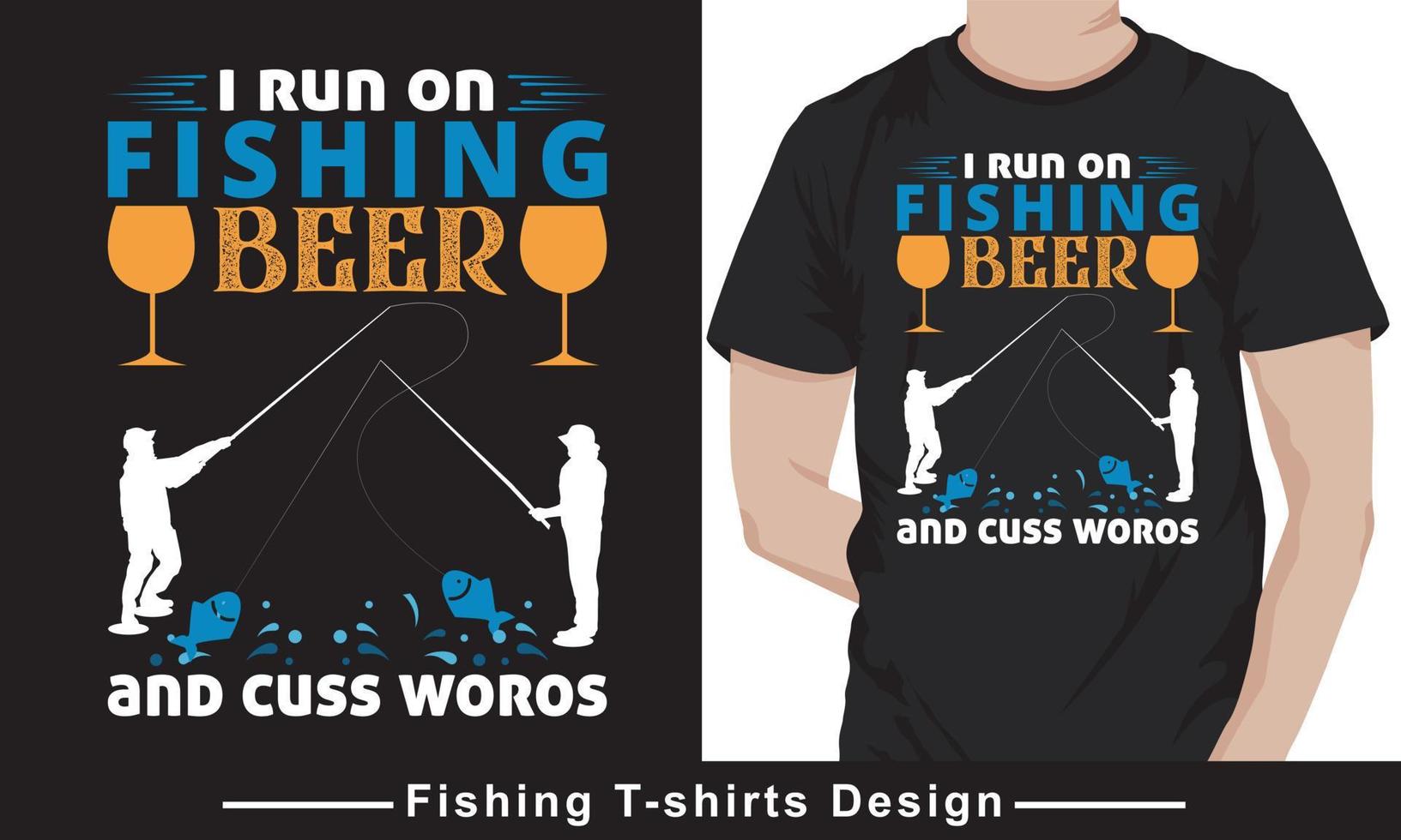 plantilla de diseño de camiseta de vector de tipografía de cita de pesca vector gratis