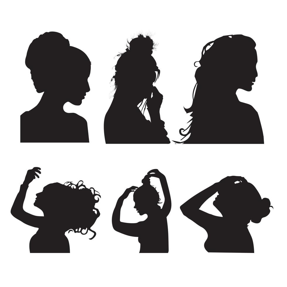 Woman face silhouette, Beautiful female face in profile free vector