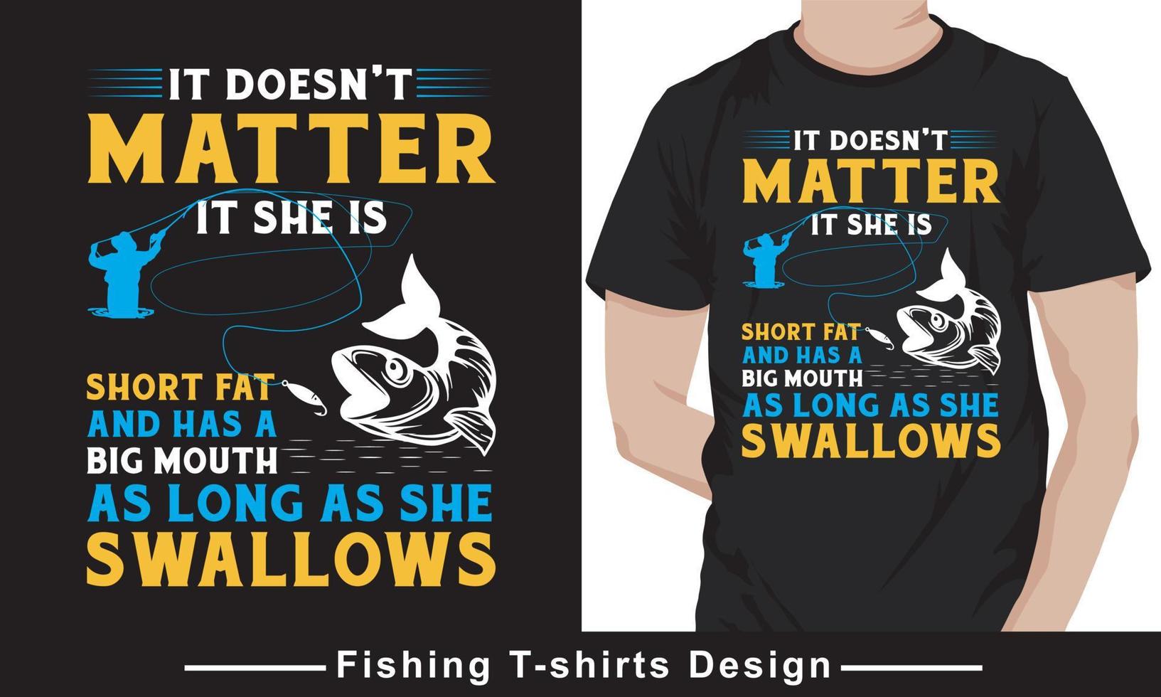 Fishing Quote Typhography vector t-shirt design template Pro Vector