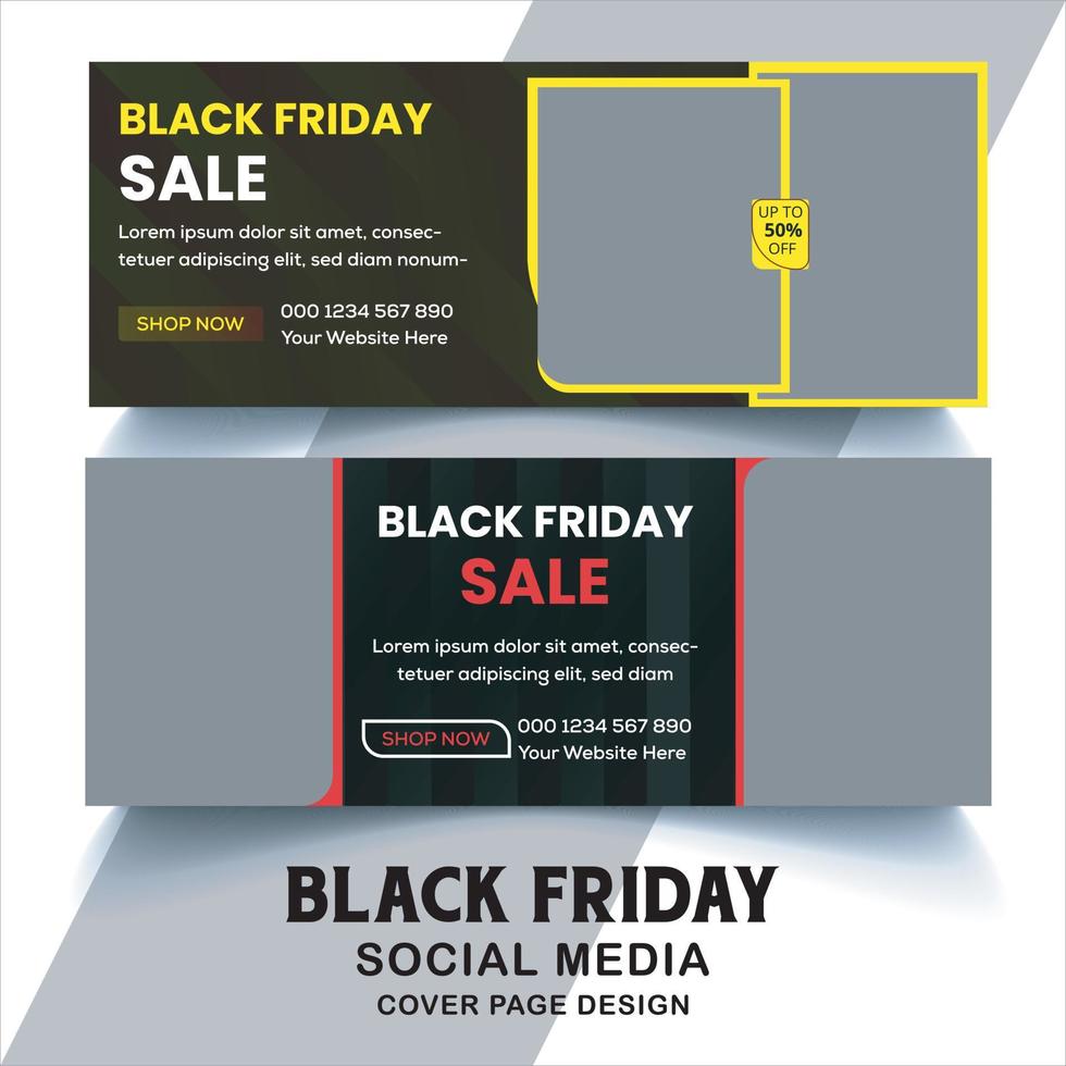 Black Friday Fashion sale social media facebook cover design banner template Free Vector