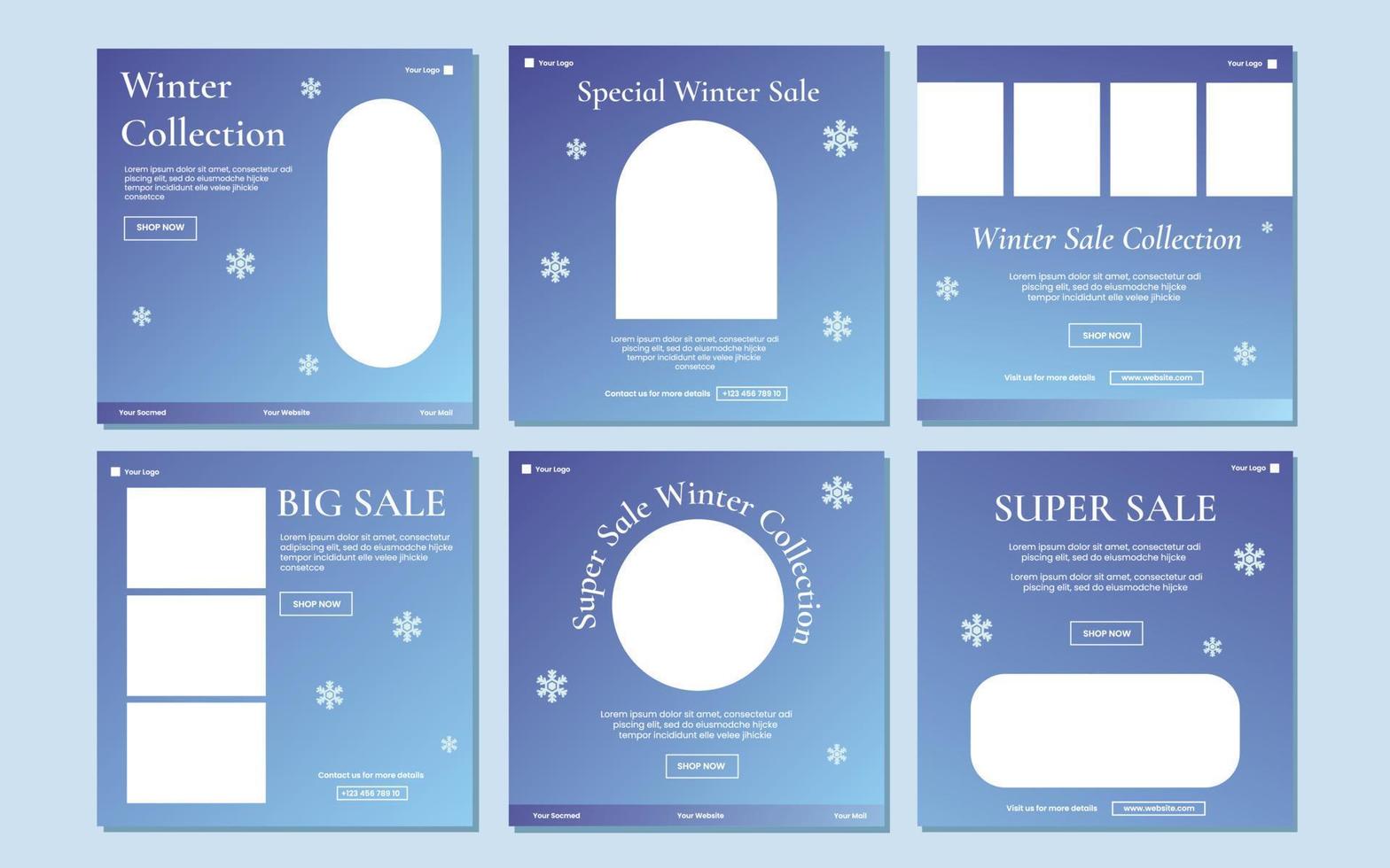 Winter Sale Social Media Post Design, Social Media Banner Design vector