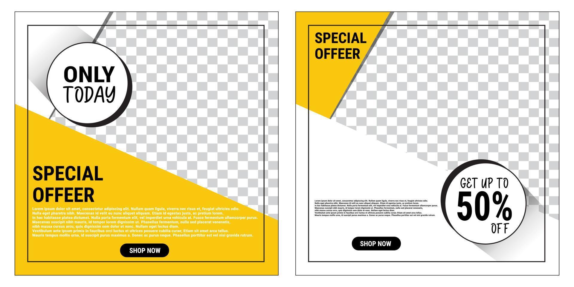 Set of minimally editable square banner templates.Suitable for social media posts and internet web ads. Eps10 Vector