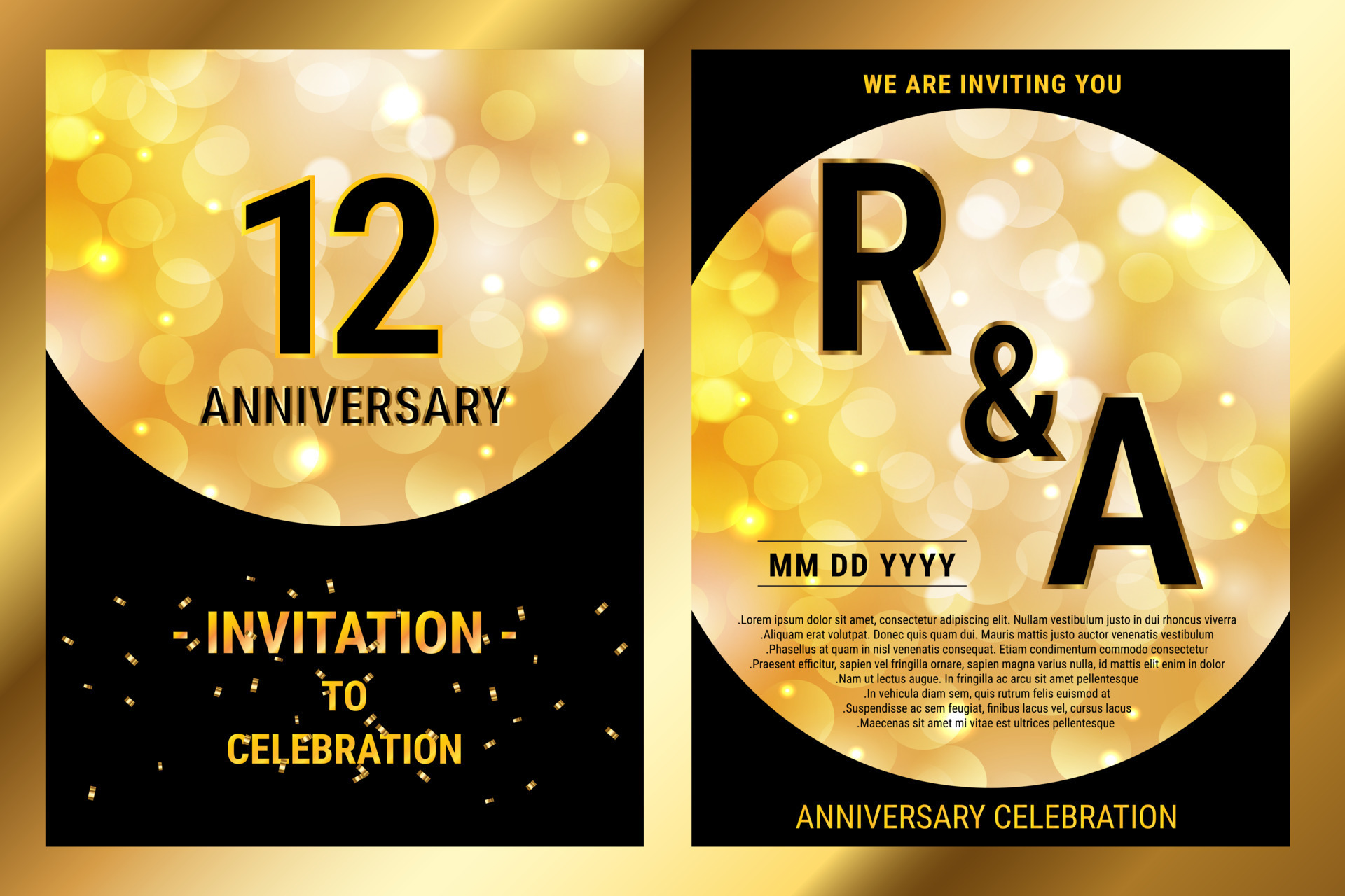 Free Vector  12th anniversary, golden edition