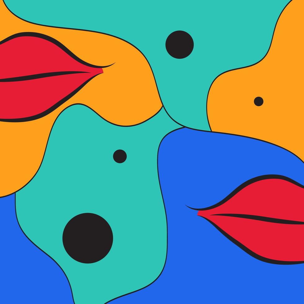 imagen abstracta original arte pop moderno labios de mujeres contemporáneas. cartel de moda. plantilla de banner de oferta especial de diversión de garabato colorido áspero. eps10 vector