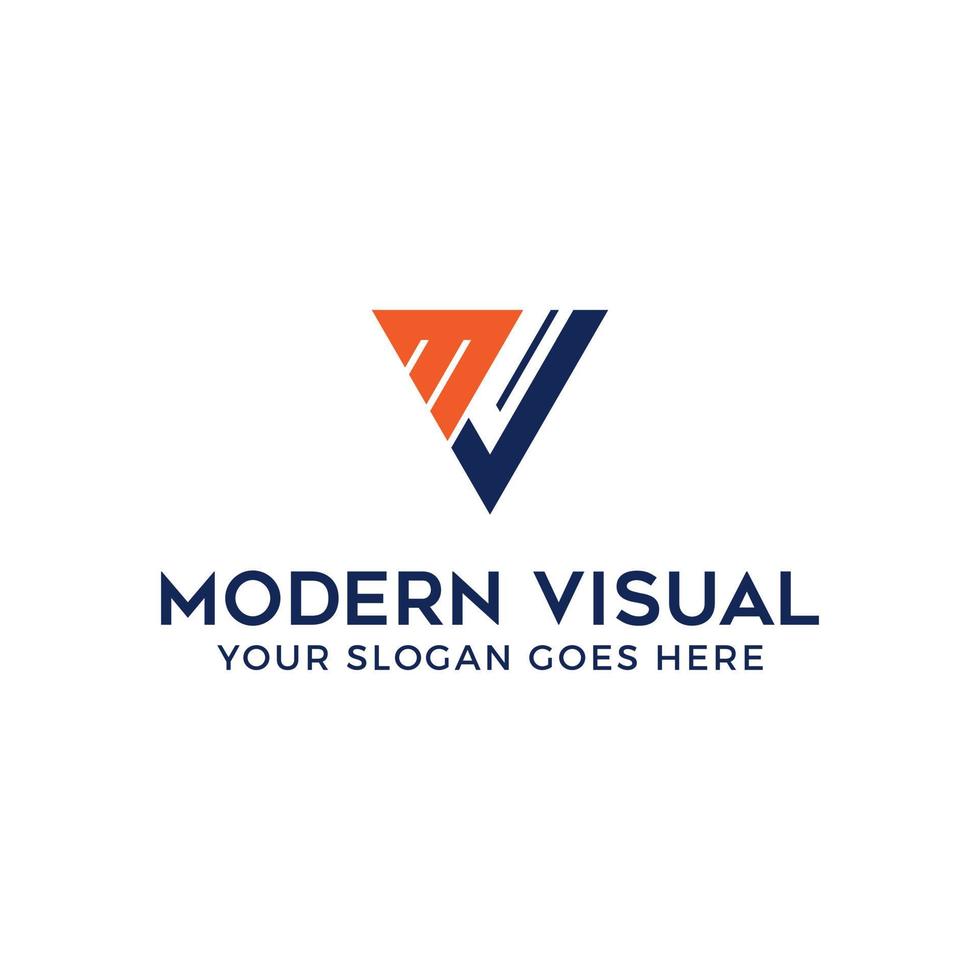 MV letter logo, Modern visual logo template vector