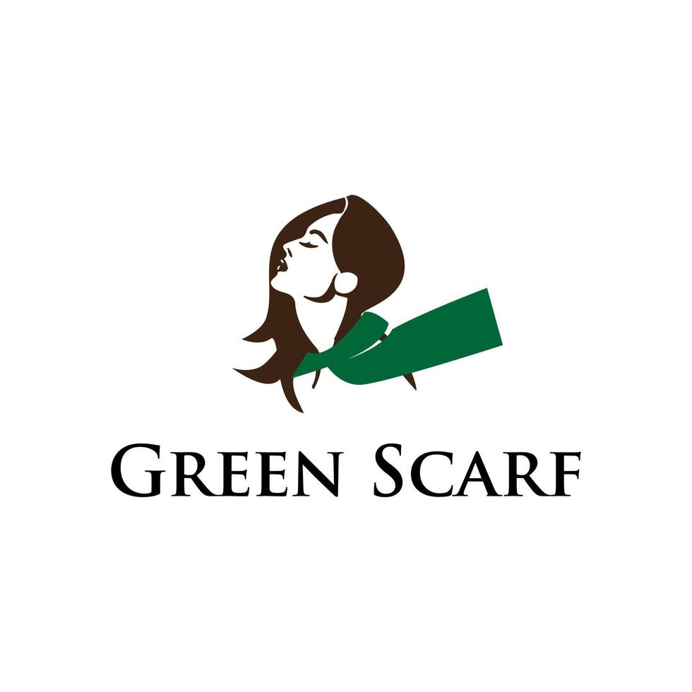 beauty woman with green Scarf Shawl Logo, good for fashion logo vector illustration