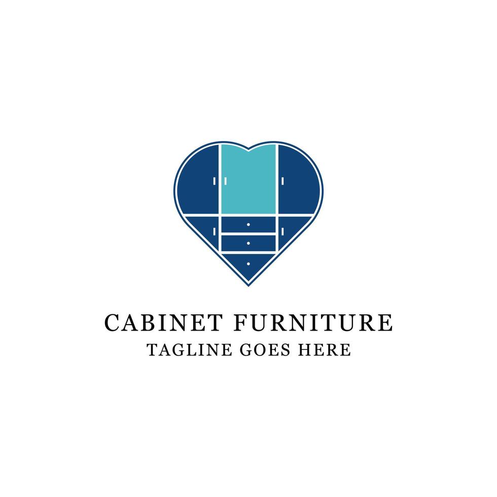 diseño de logotipo de muebles de gabinete de amor, perfecto para negocios encantadores y vector de logotipo de tienda