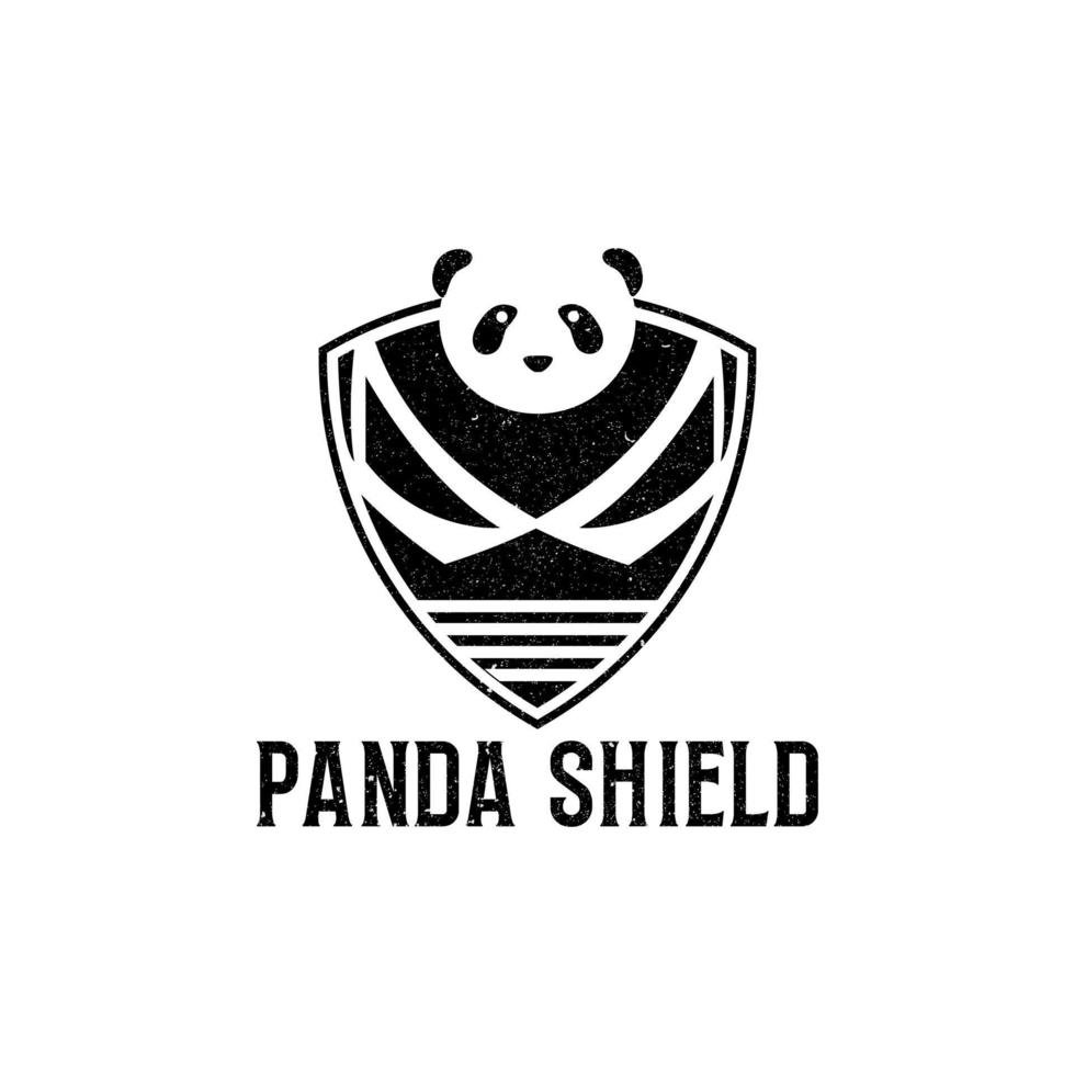 vector de logotipo de escudo panda, plantilla de logotipo de seguridad