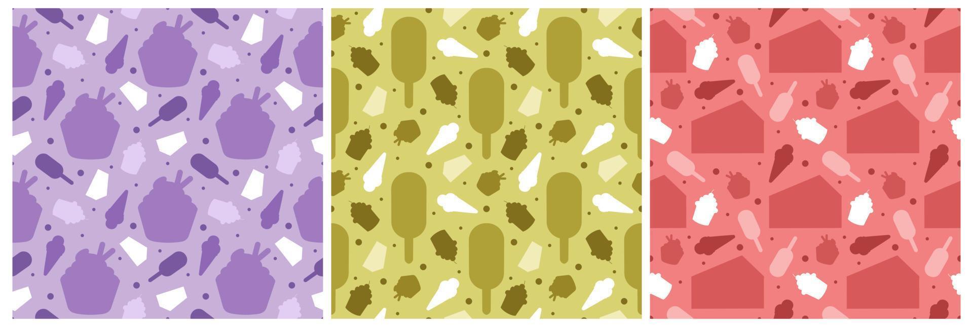 Set of Chocolate Seamless Pattern Design with Choco Decoration in Template Hand Drawn Cartoon Illustration vector