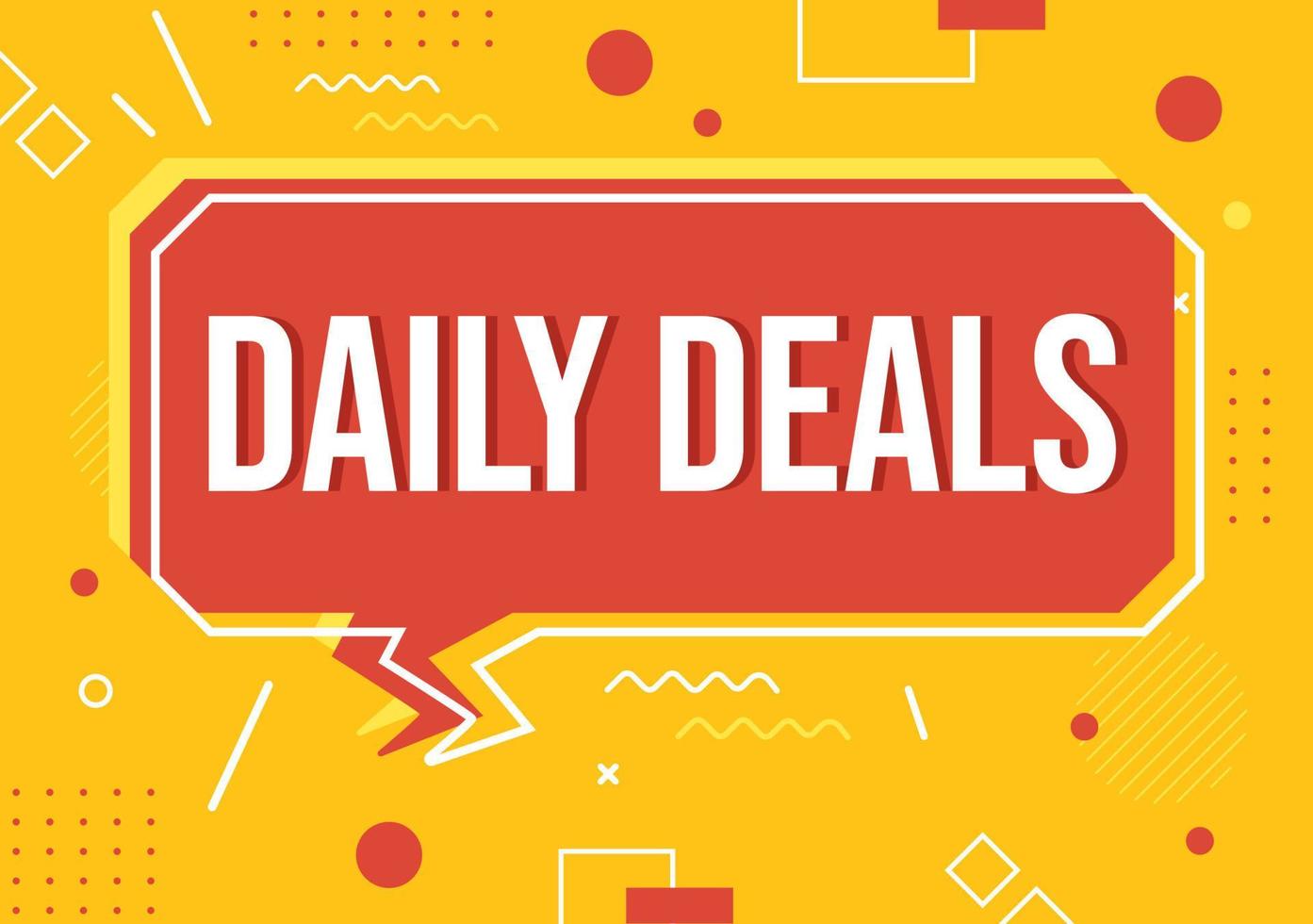 Daily Deals of The Day with Decorative Lettering Text Style for Poster or Label in Flat Cartoon Hand Drawn Background Templates Illustration vector