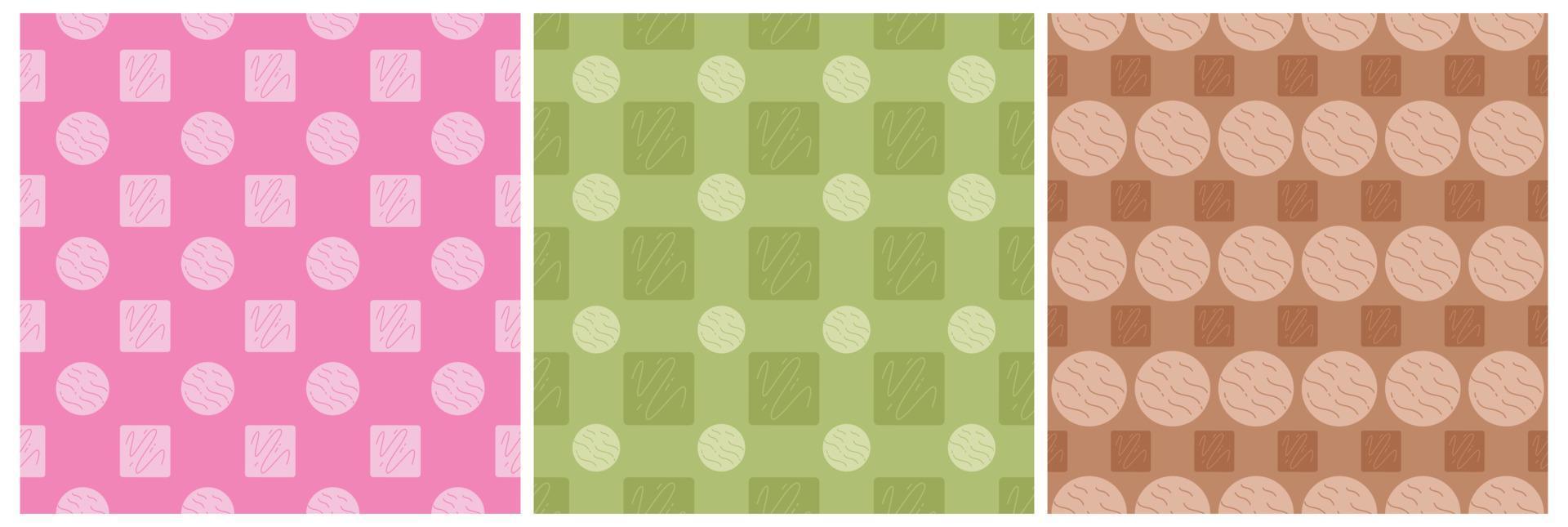 Set of Chocolate Seamless Pattern Design with Choco Decoration in Template Hand Drawn Cartoon Illustration vector