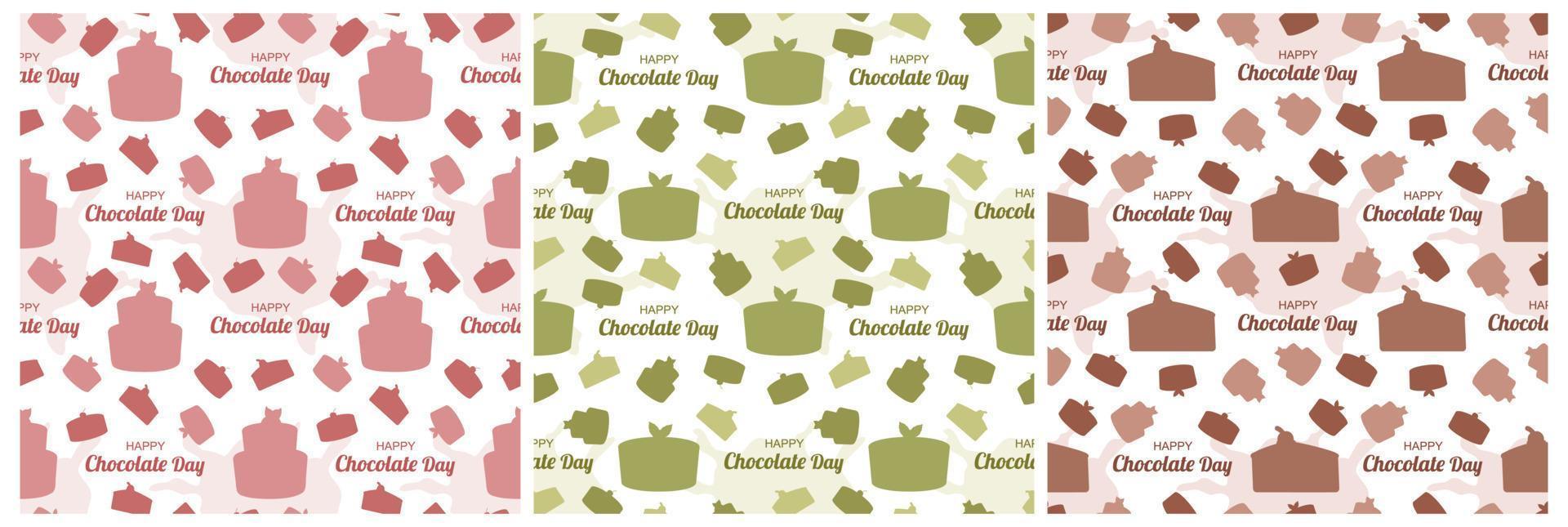 Set of Chocolate Seamless Pattern Design with Choco Decoration in Template Hand Drawn Cartoon Illustration vector