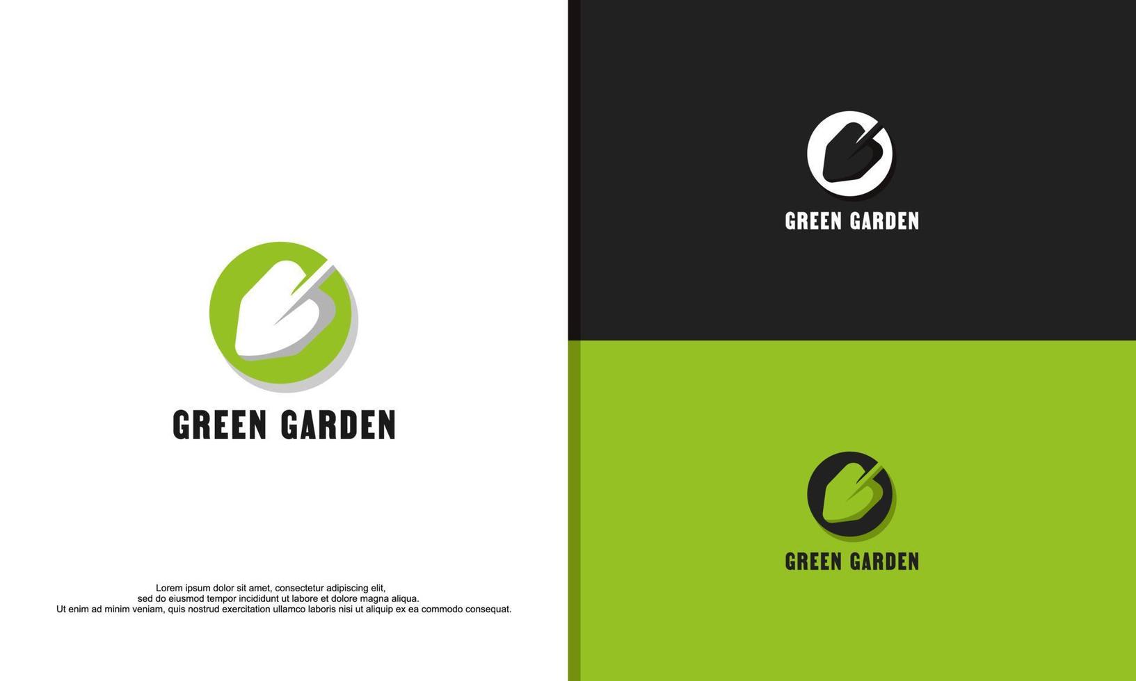 shovel tree sprout garden leaf logo vector icon illustration