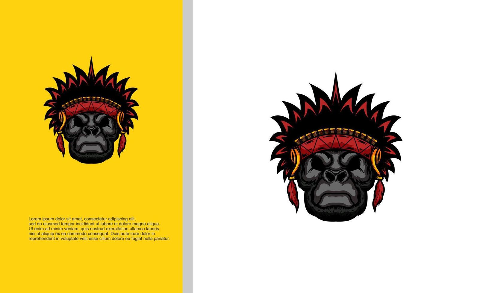 gráfico vectorial de ilustración de logotipo de cabeza de gorila indio vector