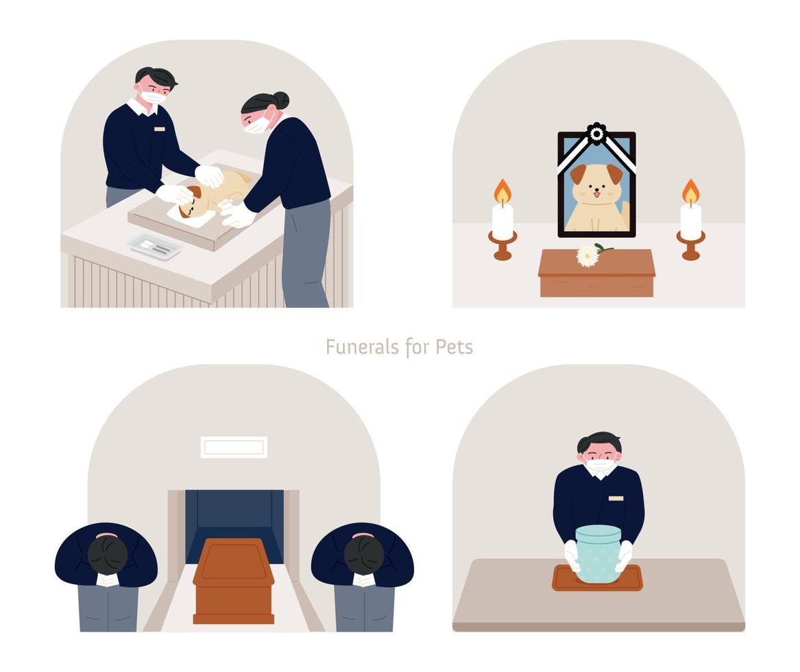 Funeral services for pets. A Guide to Funeral Procedures. vector