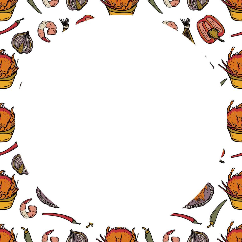 Vector food template, Panasian cuisine frame. Asian food.